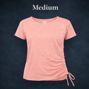 True Craft Juniors Medium Pink/Orange Drawstring Side Tee Short Sleeve Shirt NWT